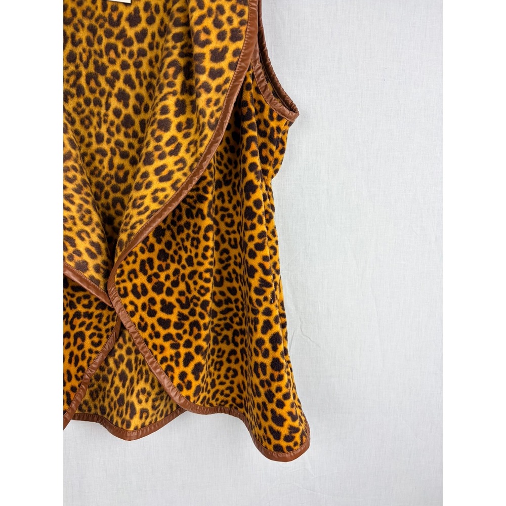 Simply Southern Womens Leopard Print Fleece Open Front Drape Vest Brown Small - Picture 5 of 12